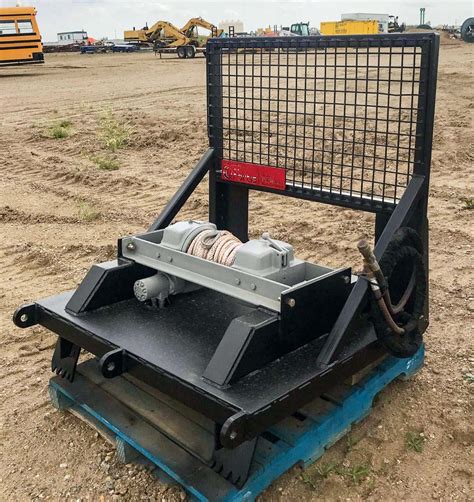 skid steer winch attachments|skid steer recovery winch attachment.